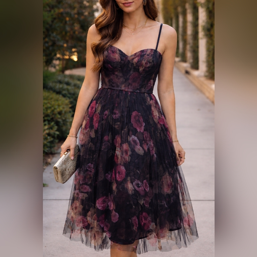 Lulu's Black and Red Floral Dress